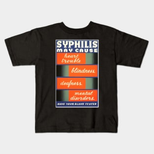 Restored WPA Public Health Poster for Syphilis Awareness - Blue Kids T-Shirt